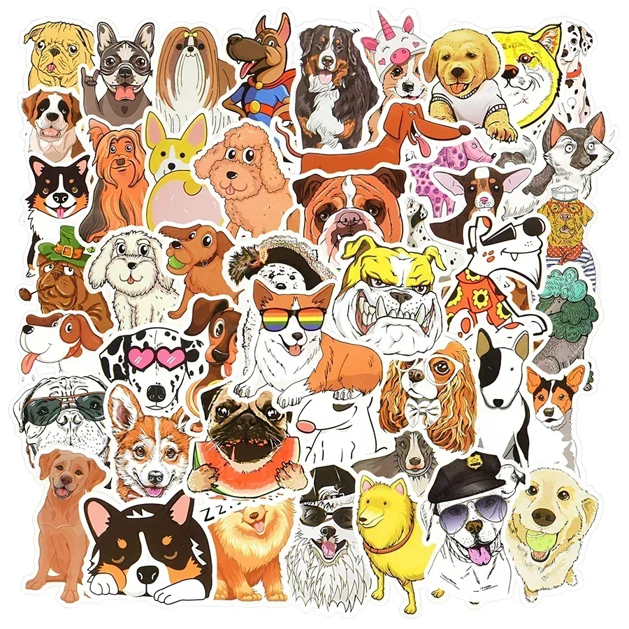 50 PCS Dog Cute Stickers Animal Corgi Labrador Golden Retriever Cool Kawaii Cartoon Stickers for Laptop Car Pet Supplies Gift