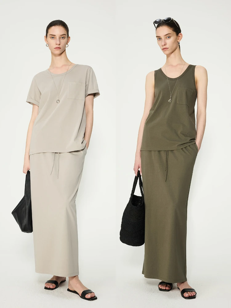 

Нежный к коже комплект из 3 предметов: свободная футболка из прочного хлопка и юбка, вдохновленный стилем Casual Mat Wanderlust, женская одежда