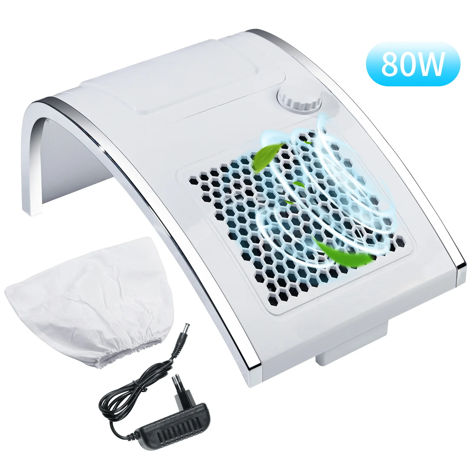 Sistema di aspirazione per manicure da tavolo da 80 W - Collettore di polveri per trapano elettrico per unghie con 2 potenti ventole Aspirazione regolabile Nessun disordine