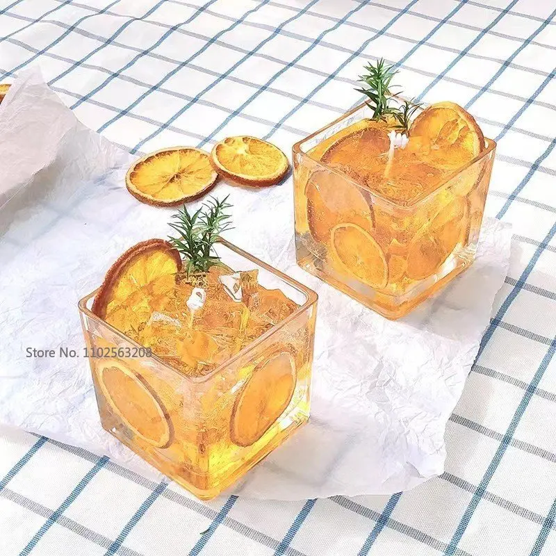 1PC Square Shape Glass Empty Jars Diy Candle Empty Cups Handmade Glass Dessert Scented Candles Glass Empty Jars