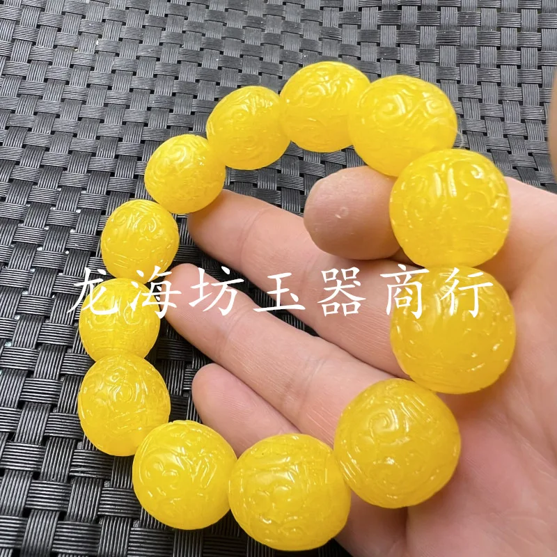 Fluorescent Fu Floating Salt Water Beeswax Return Lines Beads Bracelet Old Beeswax Abacus Beads Beads Bracelet Orange Bracelet M