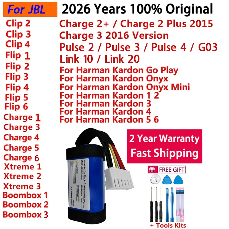 Original Speaker Battery For Harman Kardon Onyx Studio Go Play Onyx Mini For JBL Boombox Clip Charge Flip Xtreme 1 2 3 4 5 6