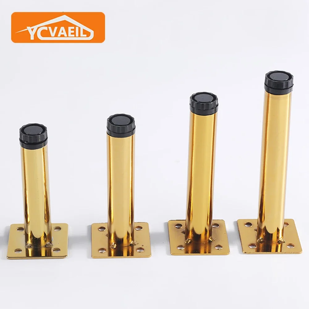 4pcs Metal Furniture Legs Straight Cone Iron Support Feet Cylindrical for Sofa Tv Cabinet Stool Coffee Table Foot with Screws