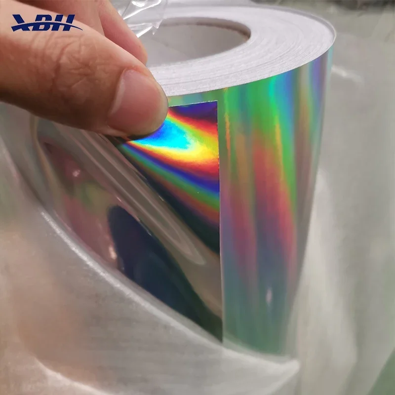 BHUNITY 4.5ft*164ft Printable Holographic Paper Back Laser Chrome Printing Film PVC Self Adhesive Vinyl for Advertising Car Wrap