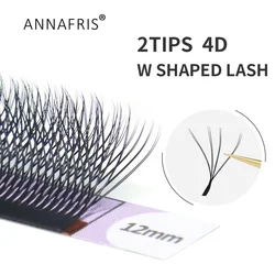 ANNAFRIS 2 Tips 4D W Shaped Eyelash Extension Faux Mink Volume Lashes Premade Volume Fan Lashes W Style Natural Eyelash