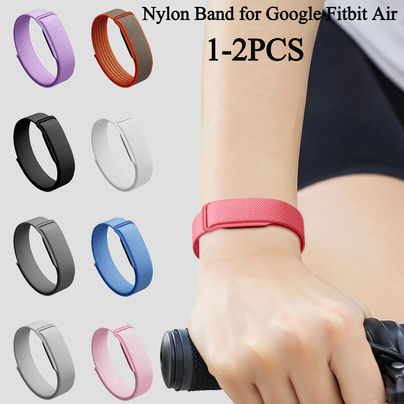 Sport Nylon Geflochtenes Uhrenarmband für Google Fitbit Air Loops Armband Atmungsaktives Klettverschluss-Band Verstellbares Armband