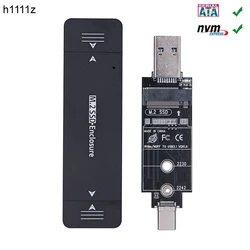 듀얼 프로토콜 USB3.1 C타입 SSD 어댑터, M.2 SATA NVME 인클로저, USB NVME 케이스, SSD M2 NVME 외부 케이스, M2 SATA SSD 박스, RTL9210B