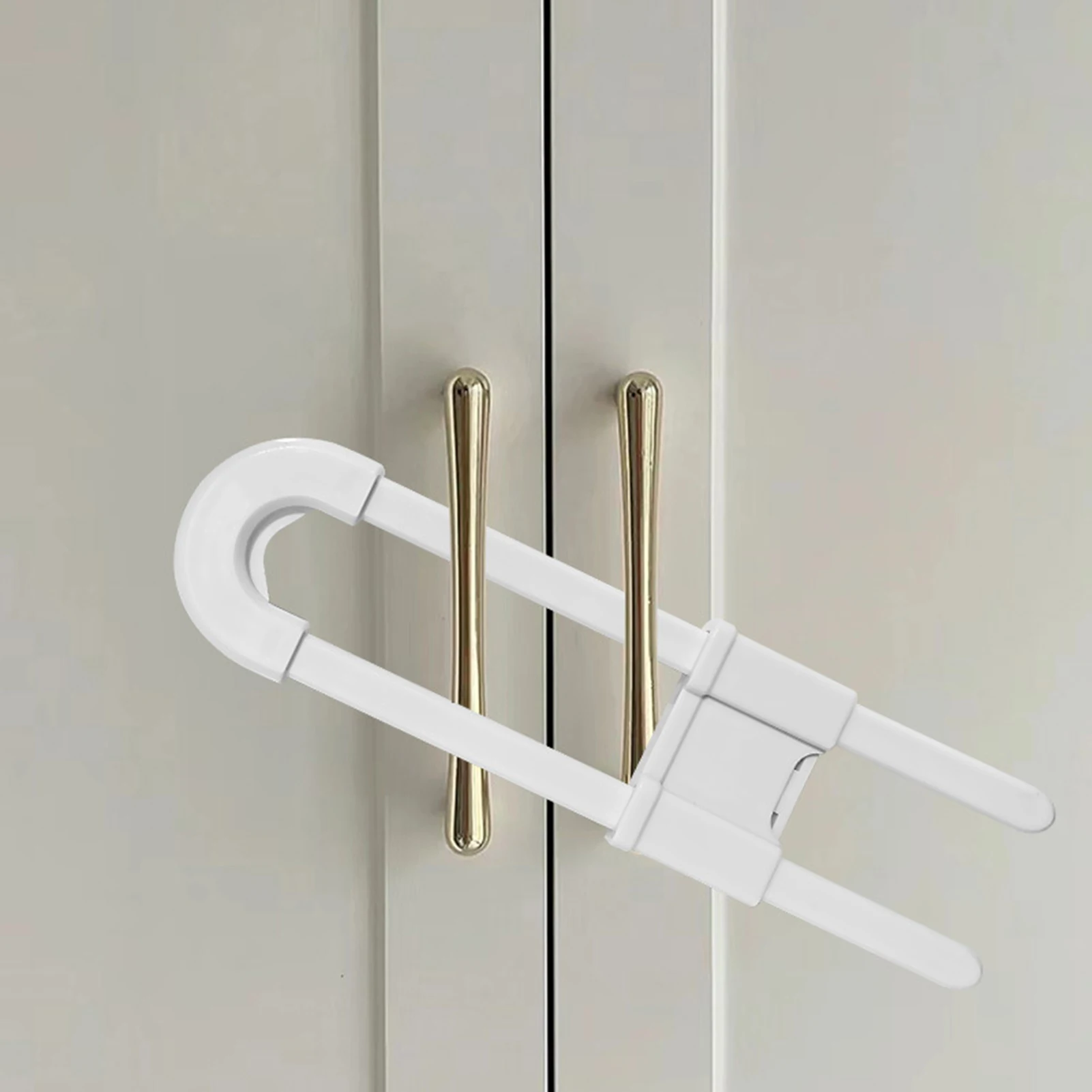 Sliding Cabinet Locks for Babies Adjustable U Shaped Baby Safety Locks for Kitchen Bathroom Storage Cupboards