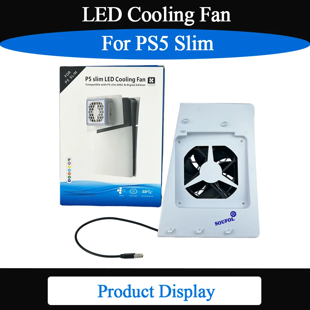 

Новый консольный светодиодный охлаждающий вентилятор для PS5 Slim с 2 USB-портами, боковой охлаждающий вентилятор, пылезащитный чехол, боковой кулер, аксессуары, дропшиппинг