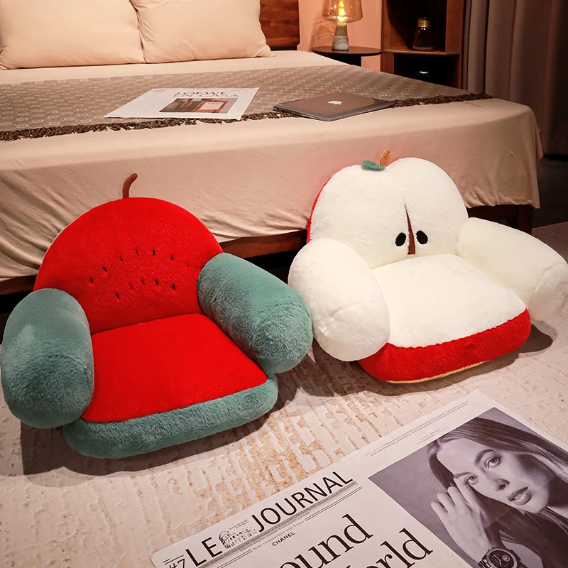 Creative Funny Apple Pear PlushSofa Chair Seat Cushion Cartoon Stuffed Fruits Watermelon Plushies Pillow for Kawaii Room Decor