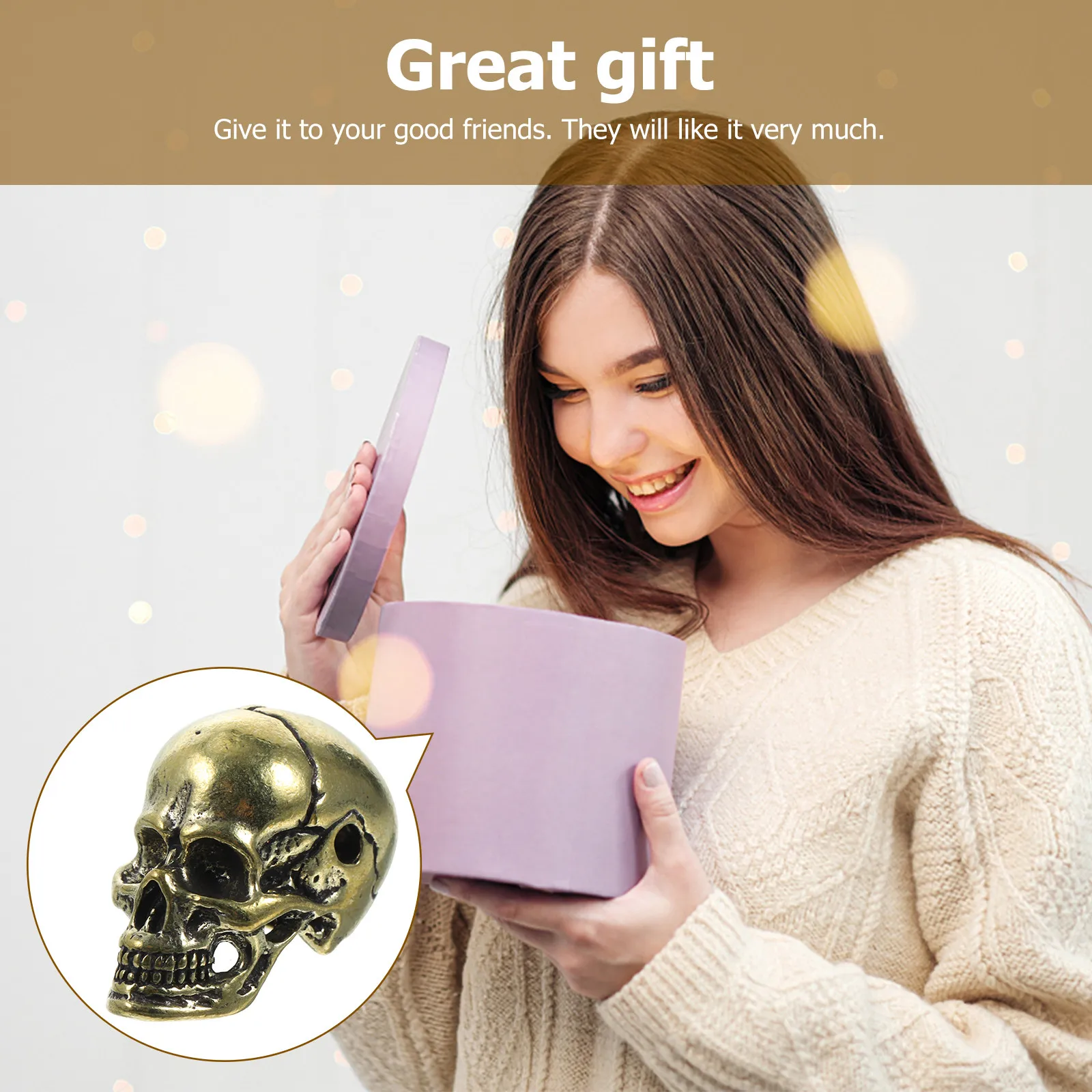 

Brass Skull Pendant Small Vintage Brass Ornament Keychain Pendant Decorative Accessory for Bag DIY Craft Statue