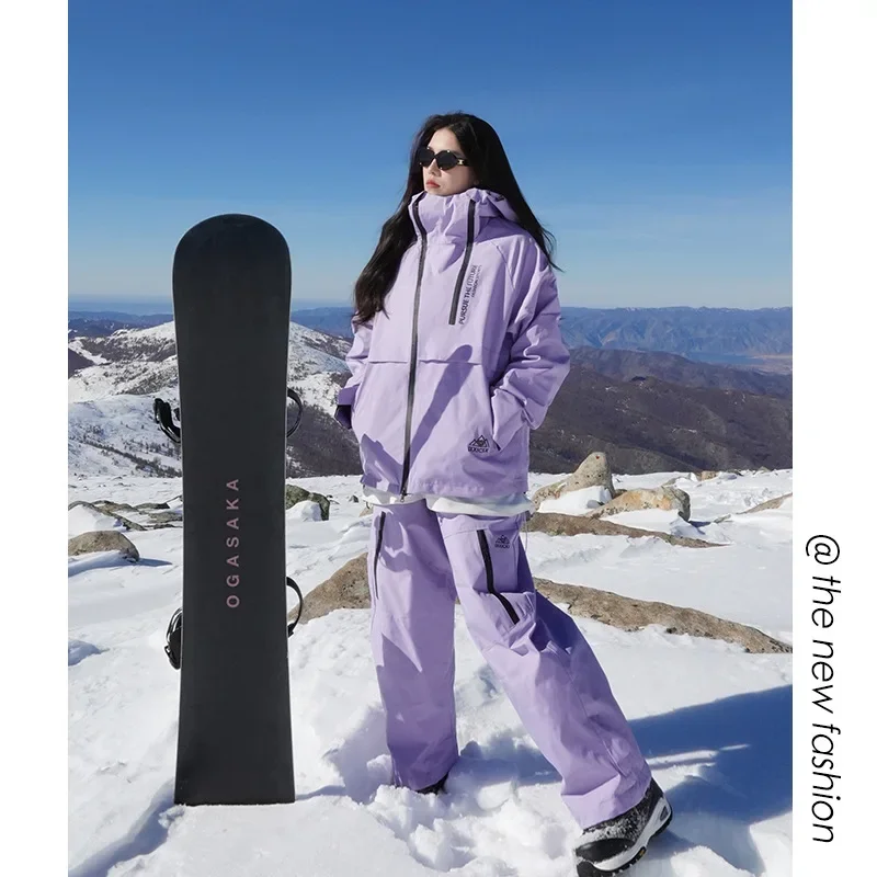 

-30 ℃ , Комплекты зимних костюмов для женщин и мужчин, костюм для сноуборда, лыжная одежда для пар, лыжная куртка и брюки, лыжный костюм для взрослых