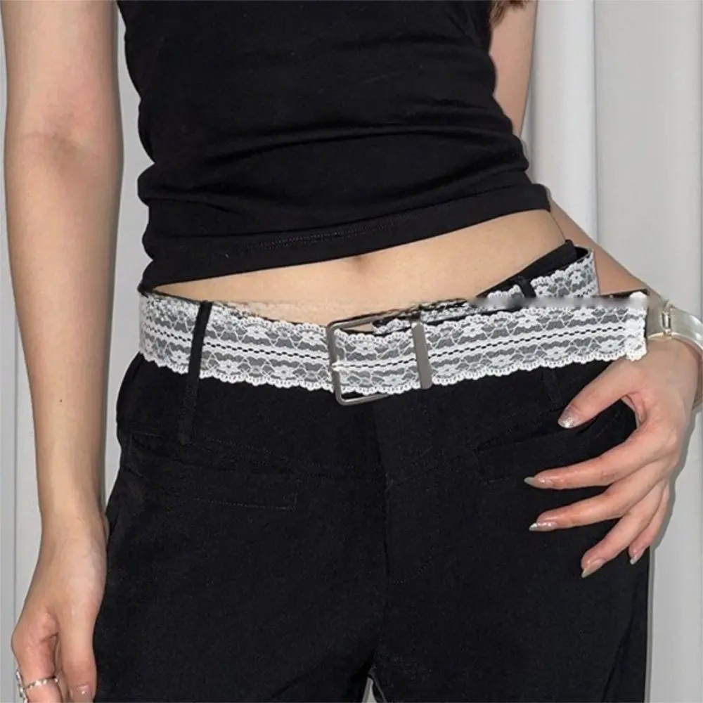ヴィンテージフラワーレースウエストベルト Pu レザーカレッジスタイルの女性のベルト Y2k パンクドレスジーンズベルトストリート