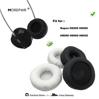 Morepwr New Upgrade Replacement Ear Pads for Rapoo H6000 H6060 H8000 H8060 H8020 Headset Parts Leather Cushion Velvet Earmuff