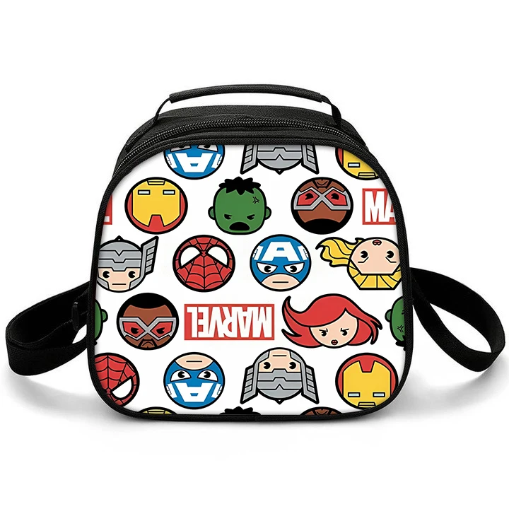 Marvel Heroes Spiderman Lunch Case Thermal Insulat Avengers Movie Anime Cartoon Printing Student School Travel Hand Crosbody Bag