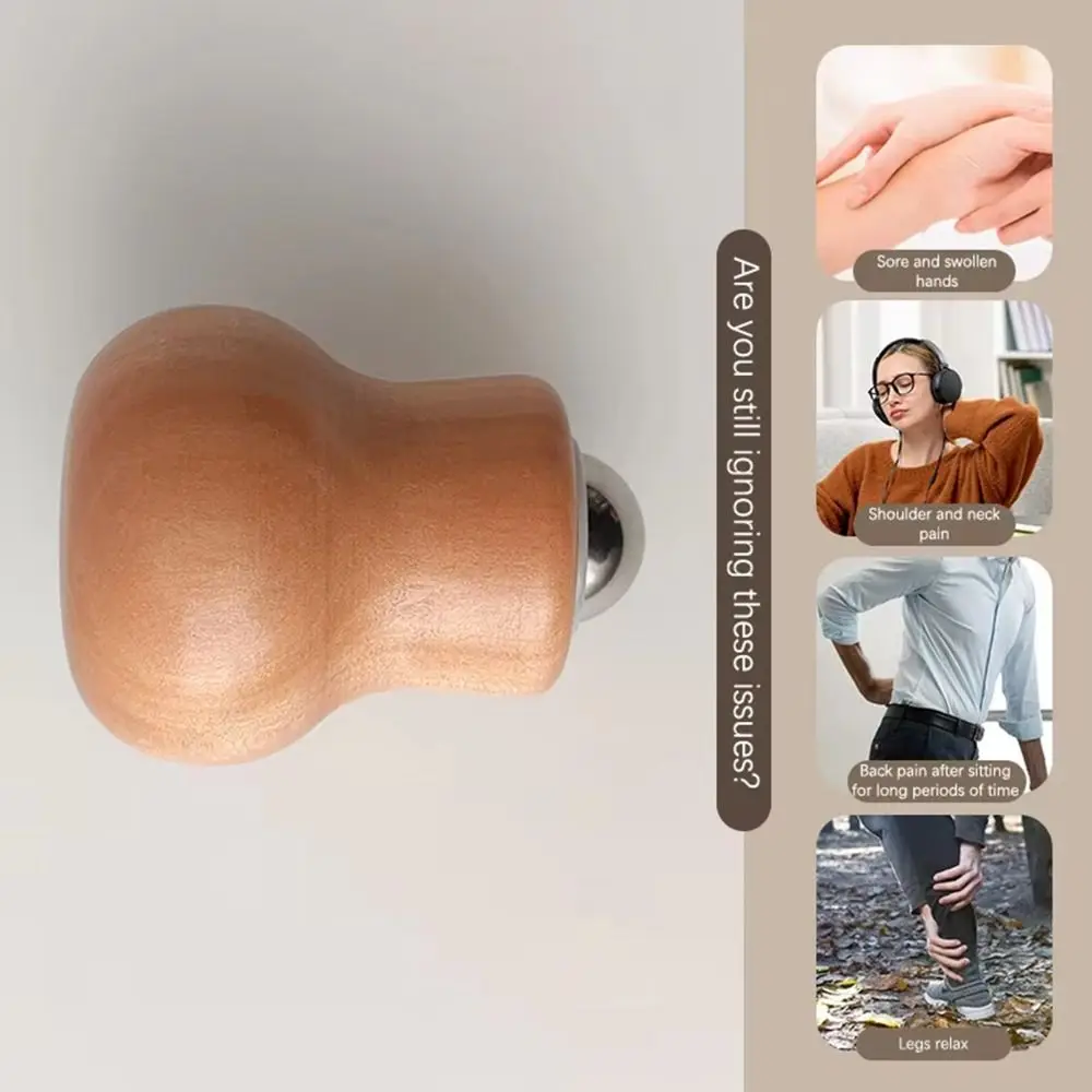 Handheld Facial Roller Mini Massager Muscle Relaxation Stress Relief Acupressure Massage Tools Wooden Scraping Stick