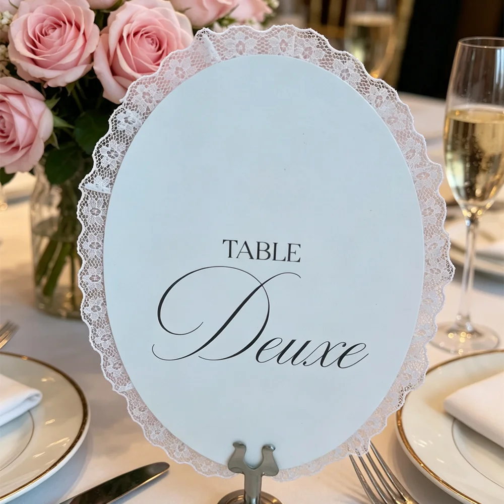 Lace table cards Customization bride and groom Wedding programe Banquet Party number Card Plate Card 6pcs