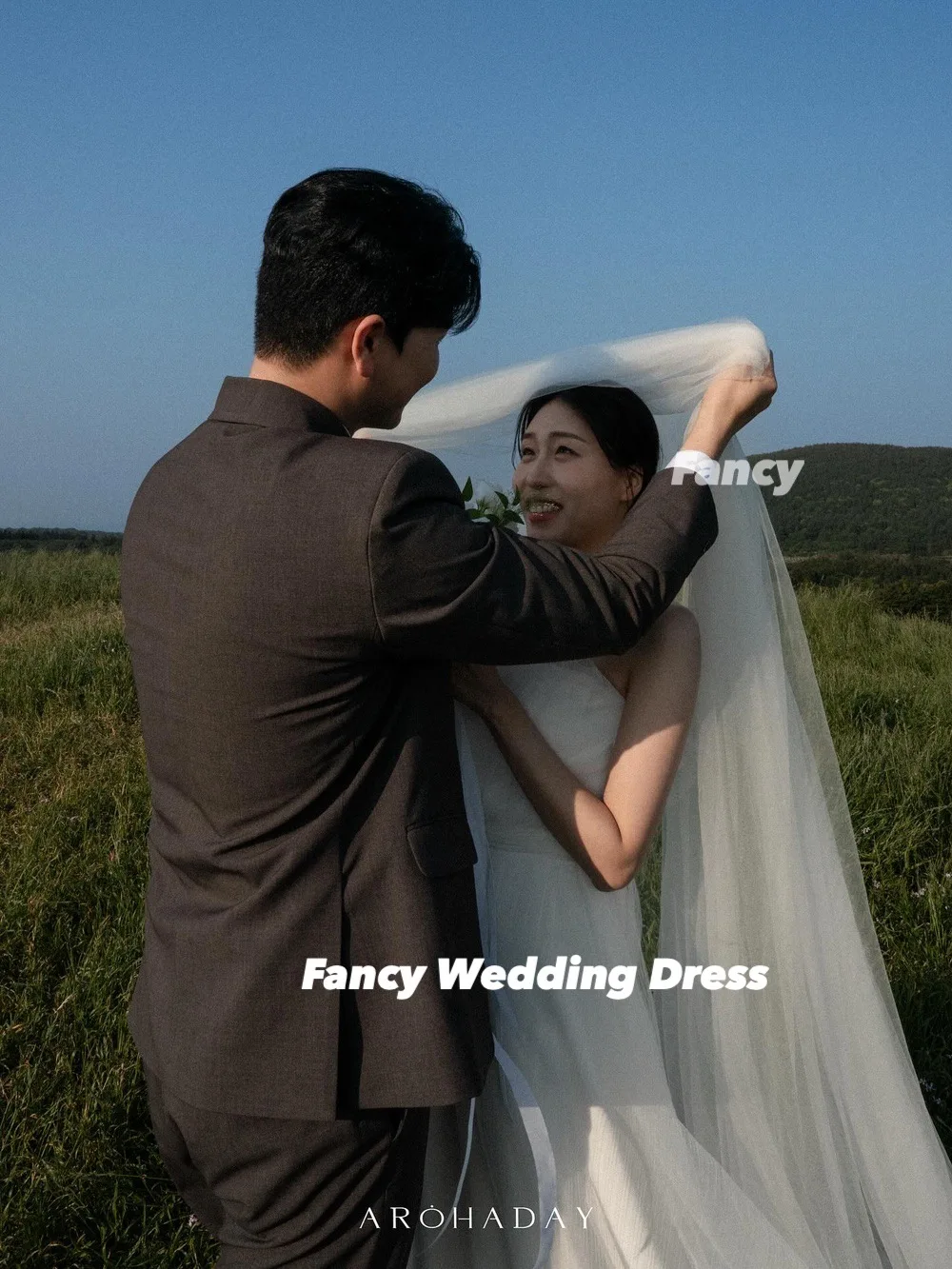 Fantasia princesa sem alças coreia vestido de casamento sessão de fotos uma linha tule macio vestido de noiva até o chão volta espartilho personalizado