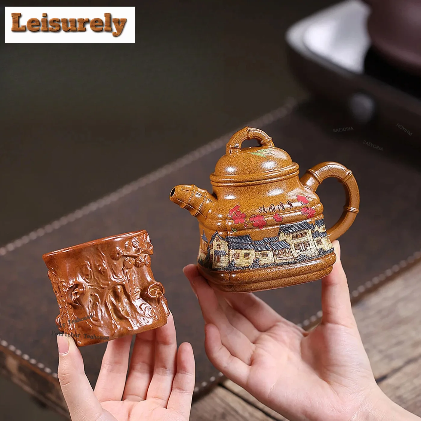 250ml Authentic Yixing Purple Clay Teapots Famous Master Handmade Hometown Pot Raw Ore Gold Section Mud Kettle Zisha Tea Set