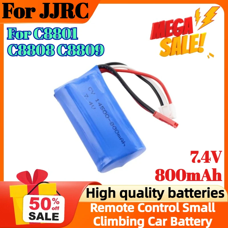 

800mAh 7.4V Battery For JJRC C8801 C8808 C8809 Remote Control Small Climbing Car Accessories Upgrade Large Capacity Battery