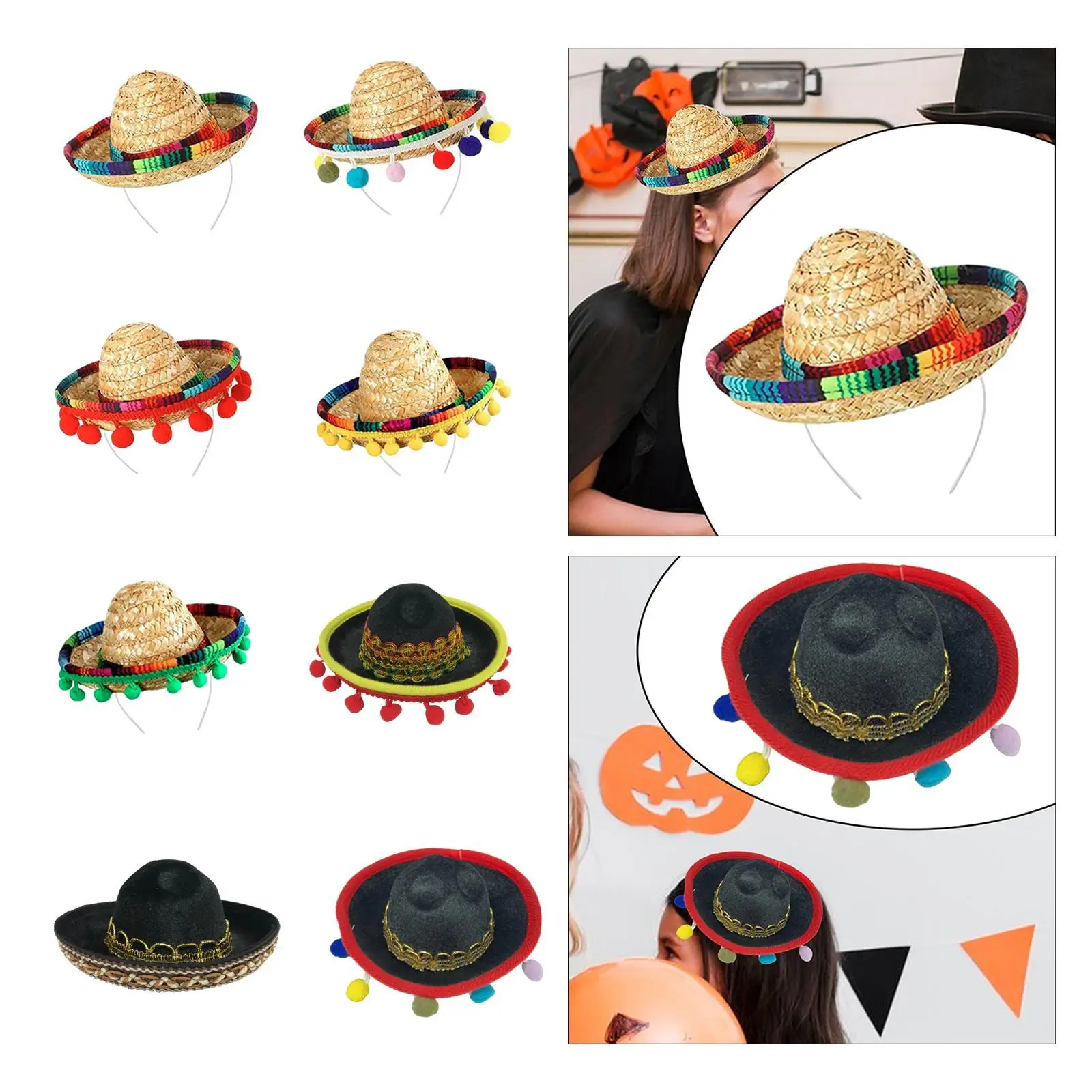 Sombrero Hat Creative Mexican Theme Decoration Stylish Practical Convenient Mini Sombrero Top Hat for Adults Halloween Festival