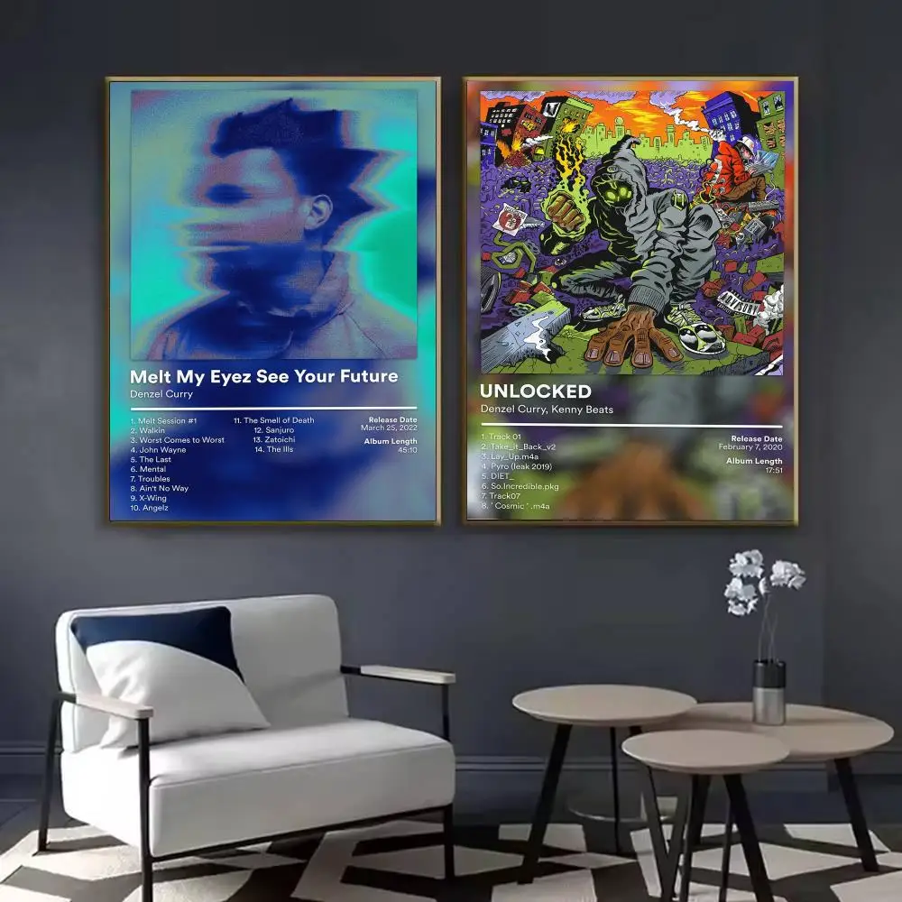 Rapper D-Denzel Curry Album Music Poster Waterproof Sticky Wall Art Print For Bedroom Living Room Hallway Bar Home Decor