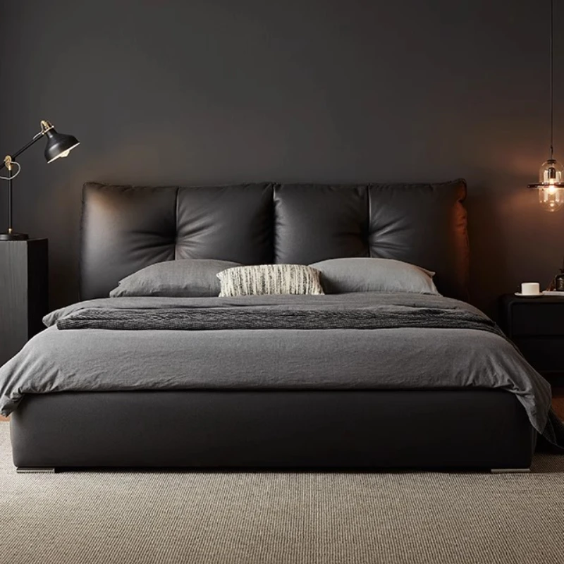 Italian Minimalist Bed Headboards Designer Princess Light Luxury Double Bedroom Modern Bed Unique Lounge Muebles Home Furniture