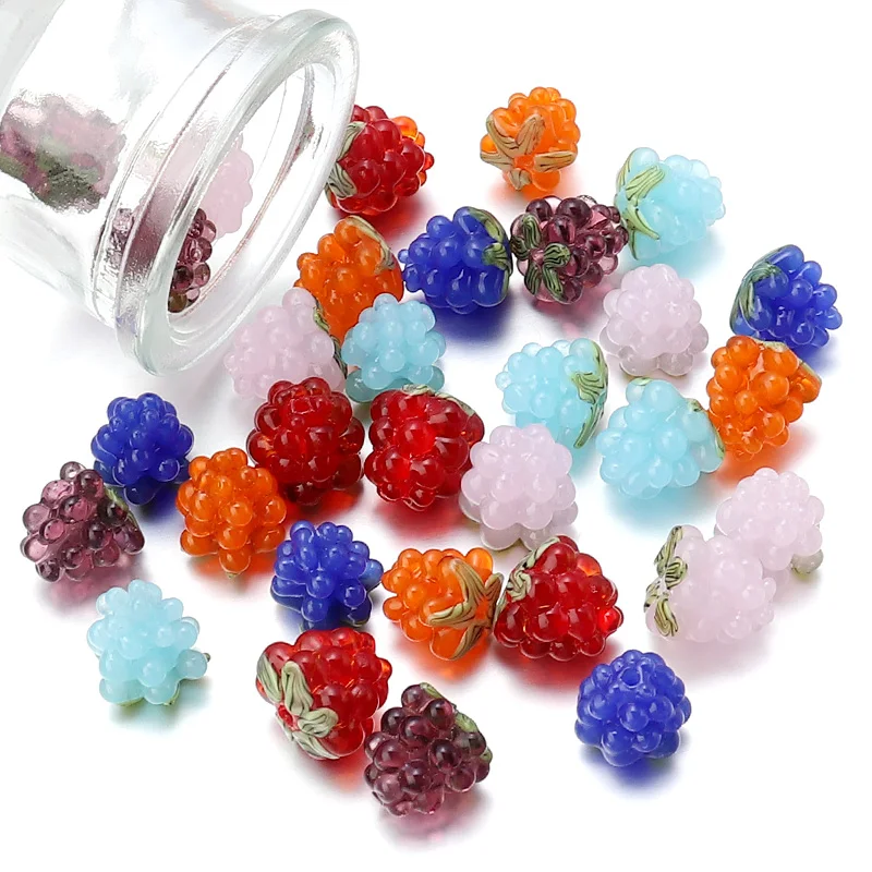 2pcs/lot Lampwork Fruit Beads Grapes Shape Loose Beads DIY Jewelry Necklace Pendant Phone Key Bag Chain Accessories Wholesale