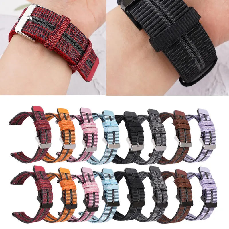 Ремешок нейлоновый для мужских и женских наручных часов, эластичный быстросъемный универсальный браслет с пряжкой из нержавеющей стали, 22 мм