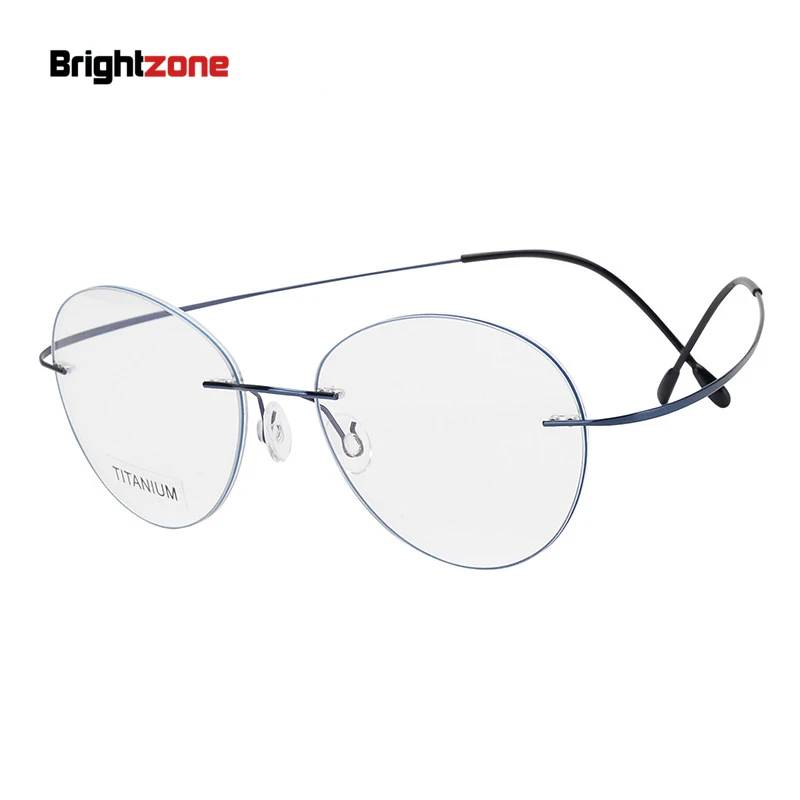 Rimless Ultra Elastic Pure Titanium Round Oversized Eyeglasses Vision Glasses Frame Women IP Plated In Shenzhen Gafas Spectacles