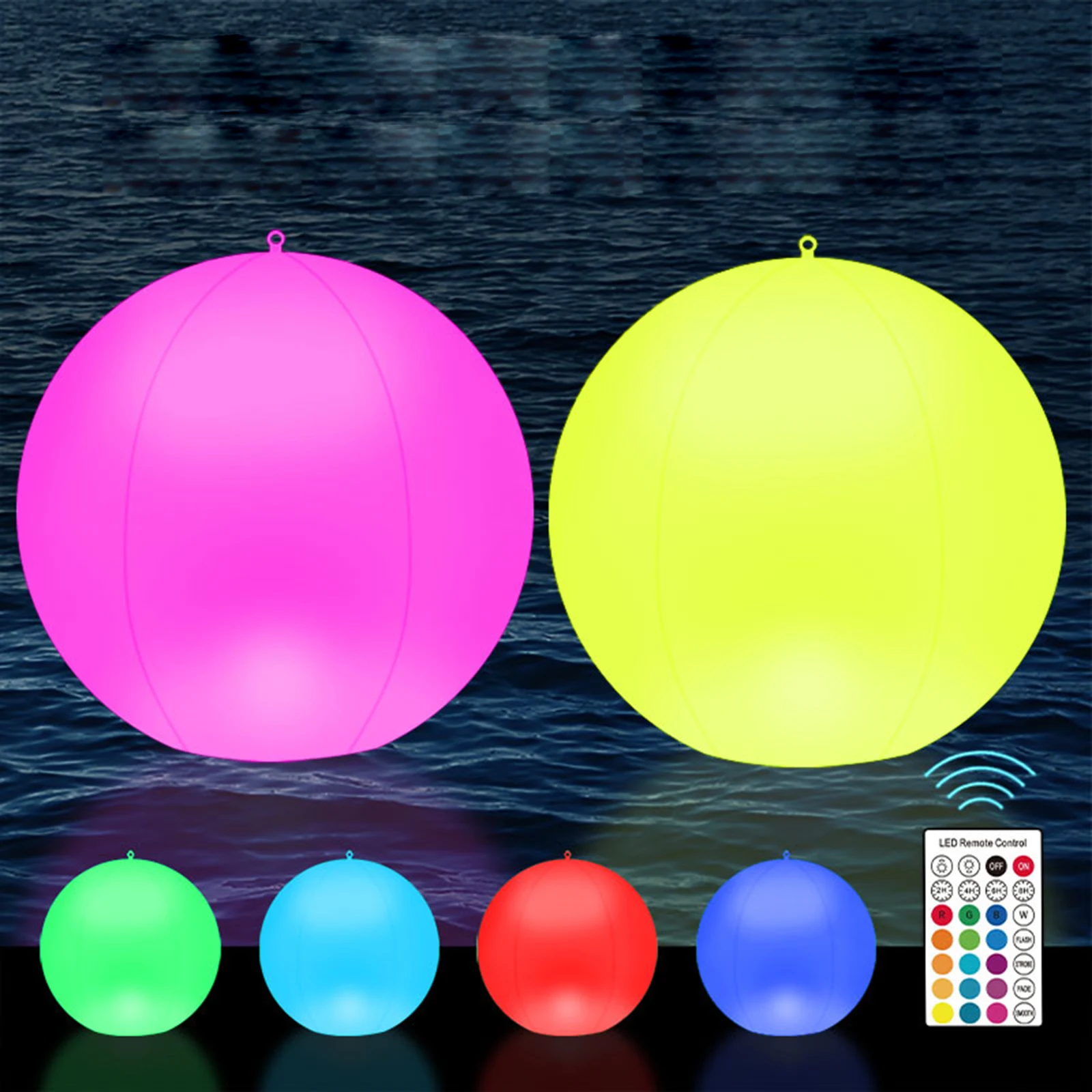 

2PCS Solar Floating Ball Pool Light RGBW Color Changing Pool Float Light IP68 Waterproof Remote Control Timing Hangable Atmosphe