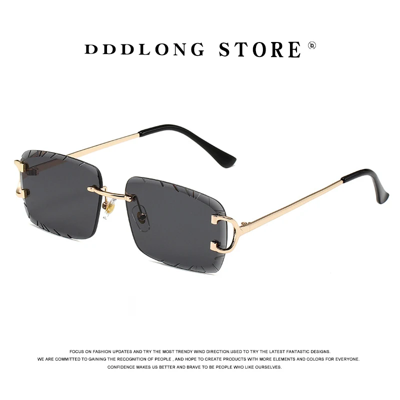 

Модные металлические ретро солнцезащитные очки DDDLONG без оправы женские классические Винтажные Солнцезащитные очки в стиле панк для мужчин очки D466
