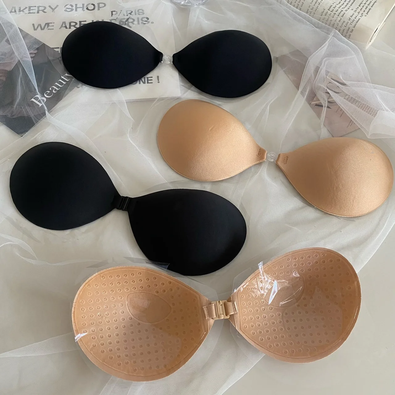 Women Invisible Chest Stickers Bra Lift Up Nude Bra Self Adhesive Round Invisible Cover Bra Silicone Pad Sexy Strapless Breast