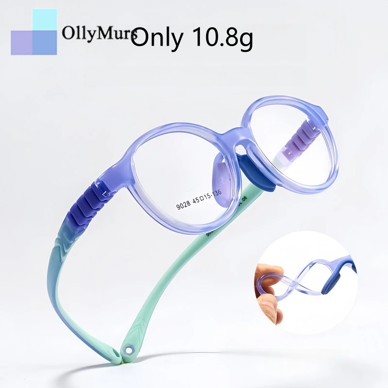 OLLYMURS Сверхлегкая удобная детская оправа для очков для мальчиков, винтажные круглые гибкие оптические детские очки по рецепту для девочек
