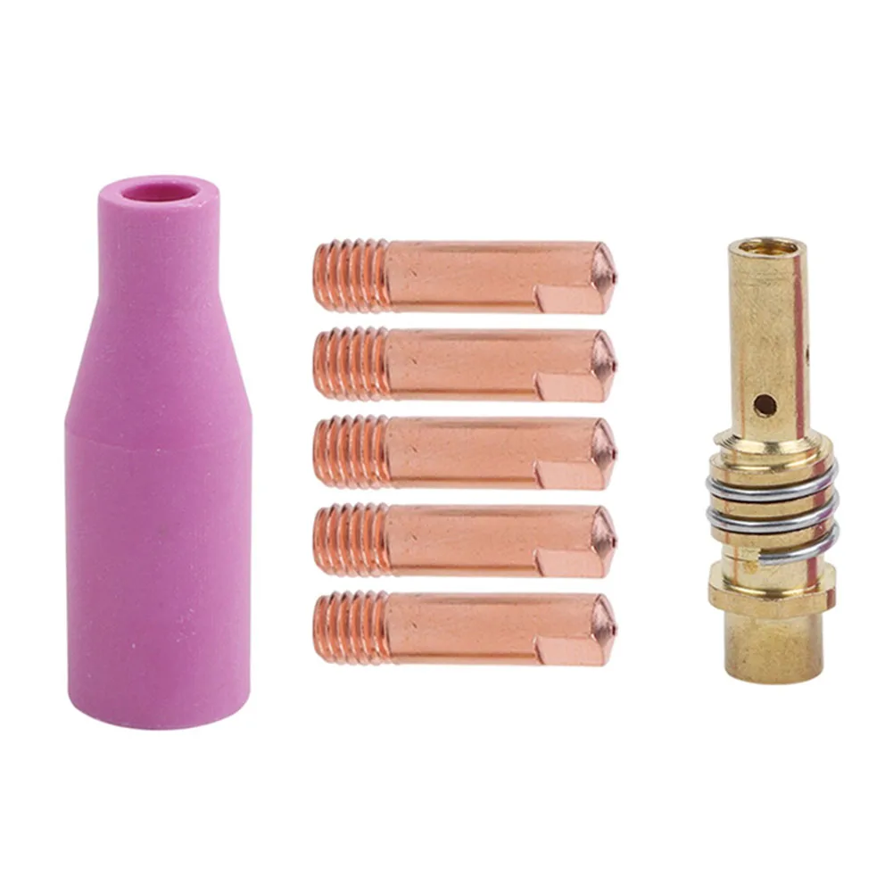 For MIG Welding Tips Set 7PCS for AK15 MB15 for torch Systems Includes 0.8mm Conductive Nozzles Ceramic Nozzle and Tip Holder