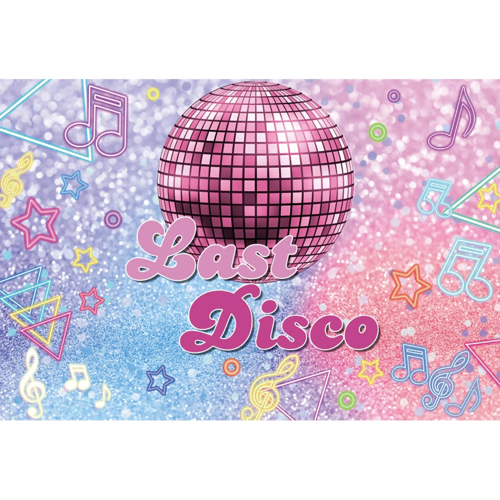 Laeacco-ディスコパーティーの背景、ナイトクラブ、音楽、ピンク、光沢のあるネオンライトボール、70s、80s、90s、誕生日ポートレート、写真の背景