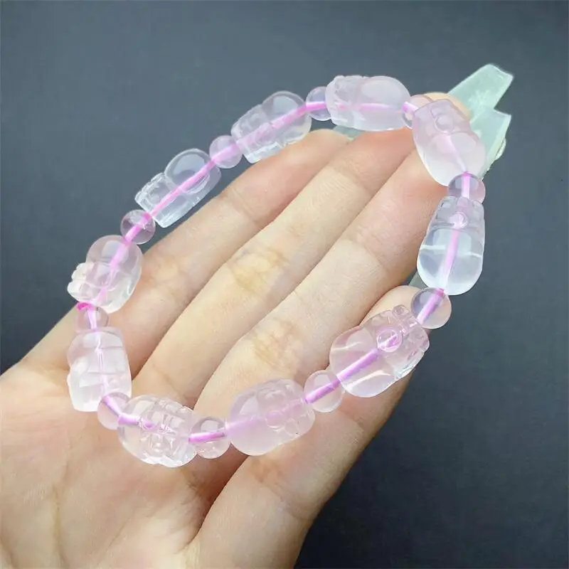 

9MM Natural Rose Quartz Pixiu Bracelet Fashion Gemstone Crystal Jewelry For Women Healing Bohemia Holiday Gift 1pcs