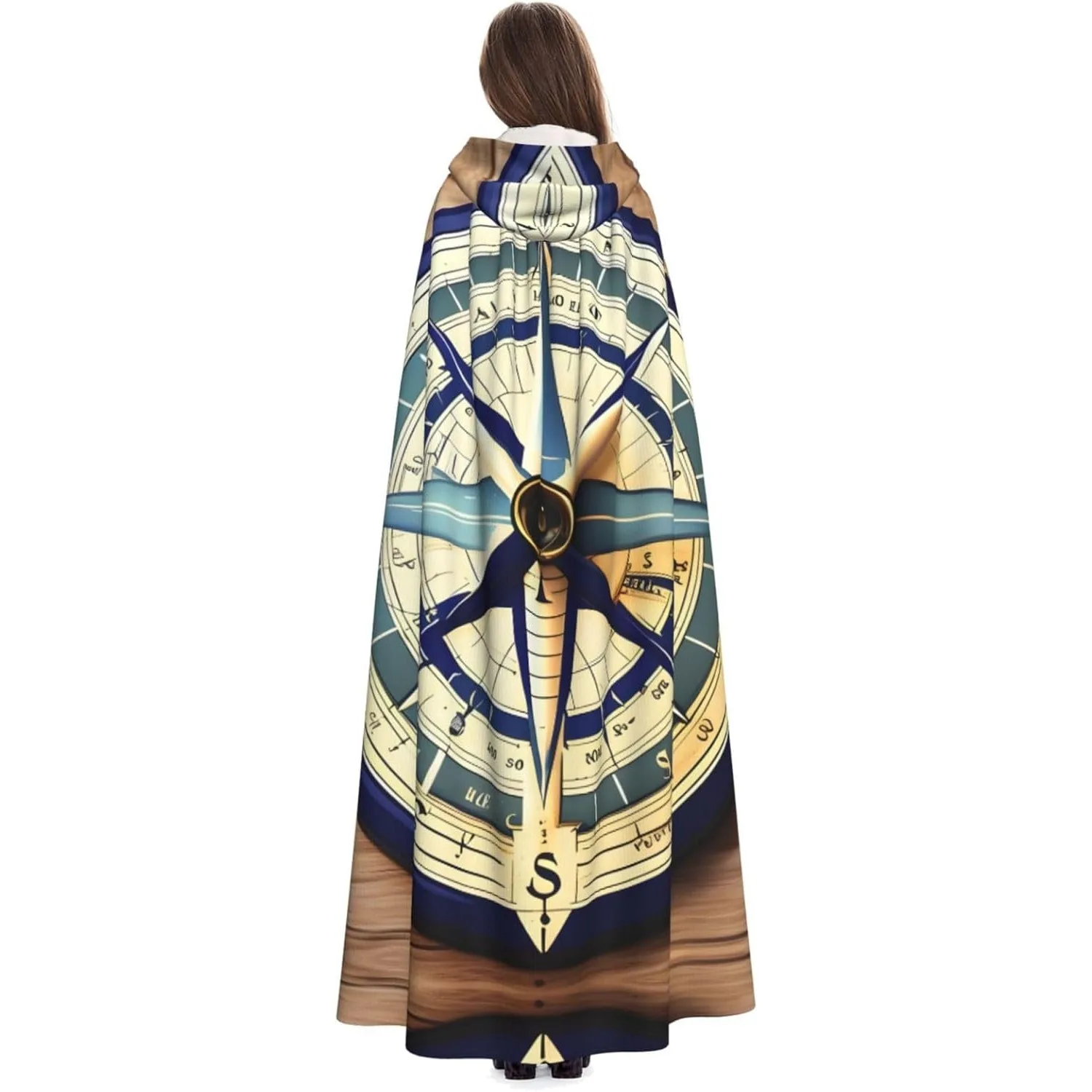 

Морская парусная лодка с принтом компаса, накидка с капюшоном для взрослых, карнавальная фестивальная накидка, халат для косплея, костюм для вечеринки, готический карнавал