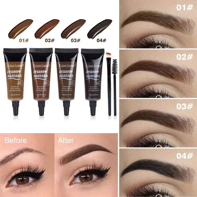 Natural 4 Colors Liquid Dyeing Eyebrow Cream Dyeing Eyebrow Set Brow Tattoo Pigments Lasting Waterproof Eyebrow Gel Makeup