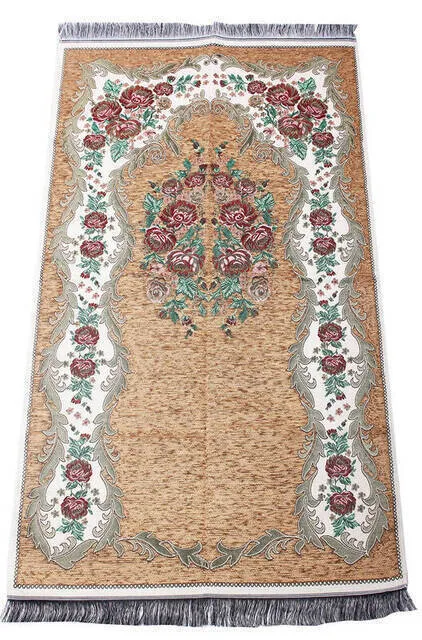 

Lux Gulce Chenille Prayer Rug 0260 Yellow Sheet of Muslim Islamic Prayer Mat Holy Quraan Islamic Mats