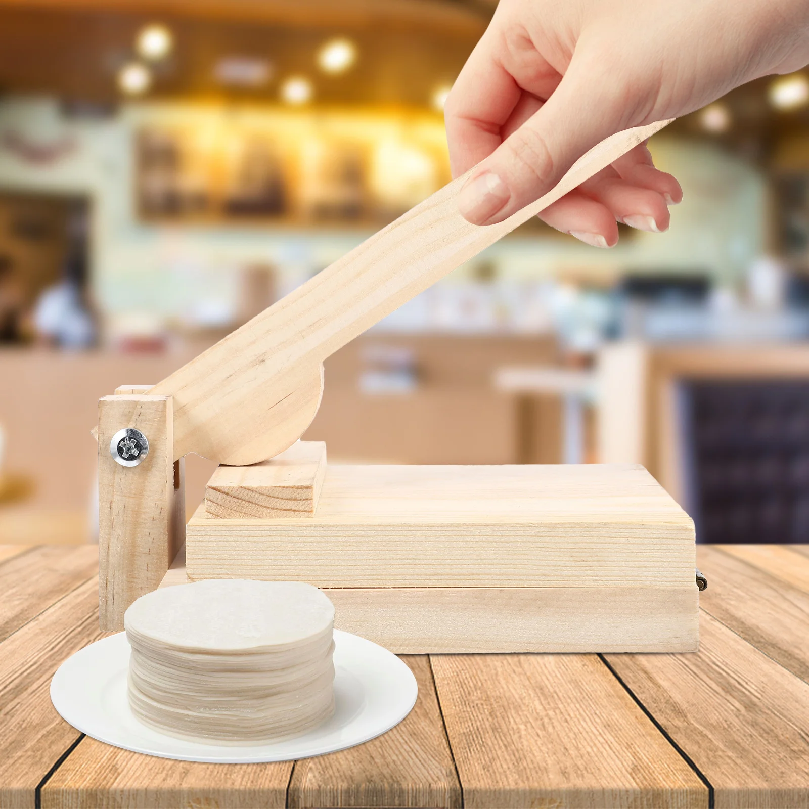 

1 pc Wooden Dough Presser Dumpling Wrappers Food Grade Manual Pressing Tool Reusable Kitchen Gadget Easy Homemade Dumplings