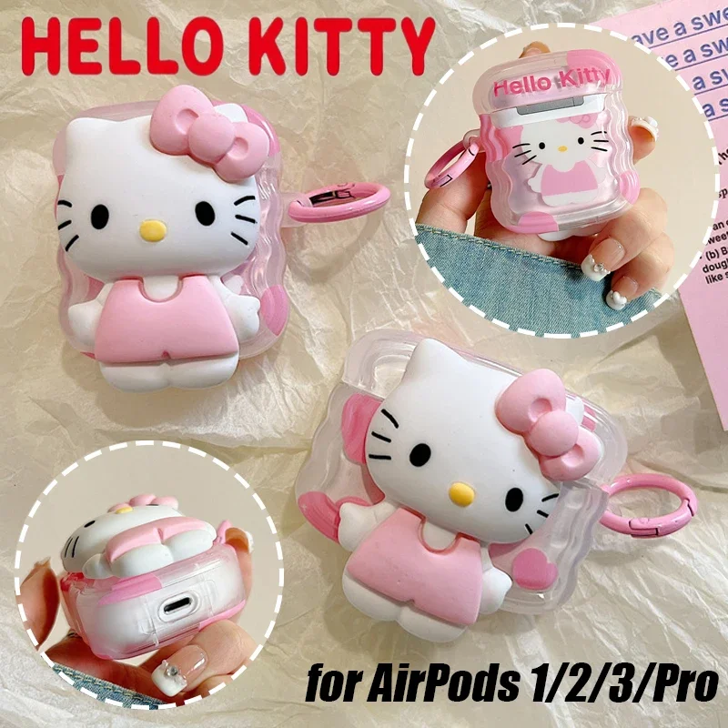 Sanrio Hello Kitty Cover for Apple AirPods 1 2 3 Case for AirPods Pro Anime Earphone Soft Shell Anti-fall Protective Accessories