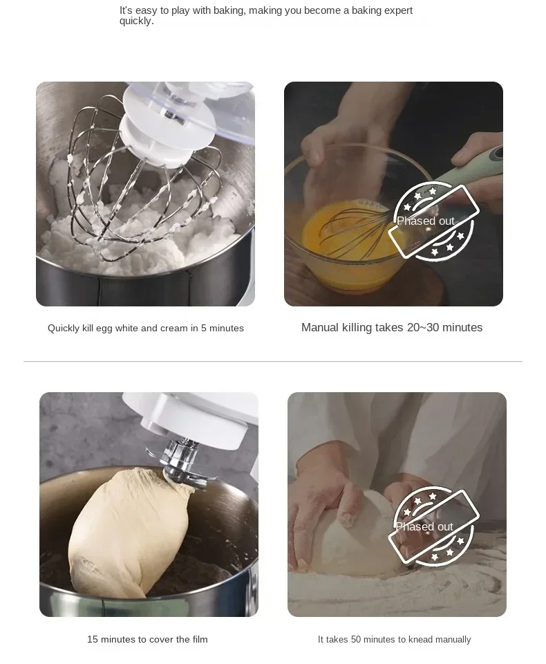 220V 8L Capacity Dough Mixer, Automatic Mixing and Kneading, Household Cream Beater, All-In-One Kitchen Assistant A