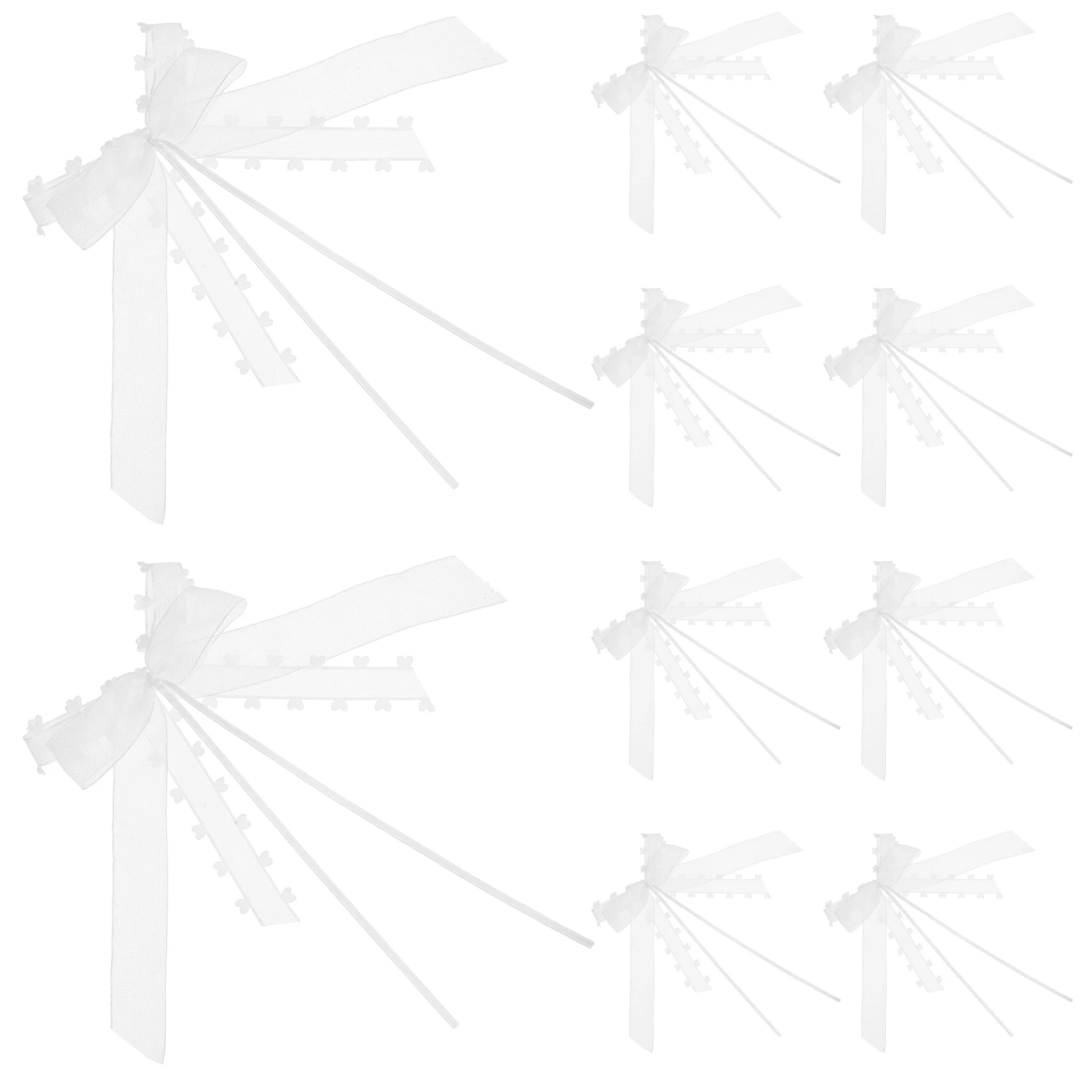 

10pcs Heart Shaped Gauze Bows Elegant Wedding Decorations White Snow Lace DIY Car Mirror Door Handle Decorative Bow