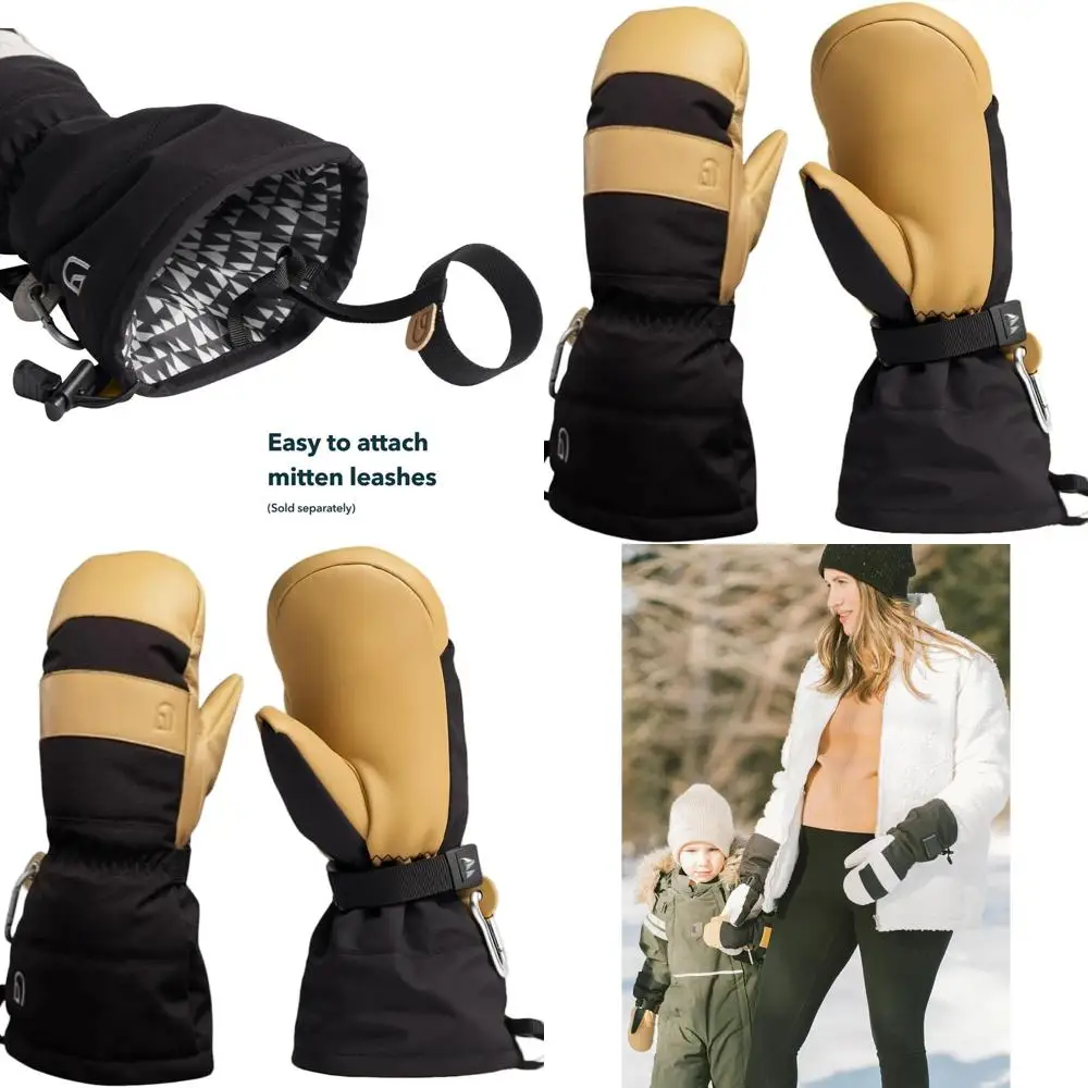 

Горные варежки для взрослых для катания на лыжах, сноуборде, катания на санях, изолированные с удлиненной манжетой для сохранения рук взимку, натуральные,