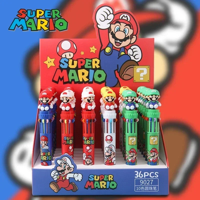 ปากกาลูกลื่นลายมาริโอ 4 ด้าม ปากกาเจลหลากสีสำหรับนักเรียน ขนาด 0.7 มม. เครื่องเขียนสำหรับโรงเรียน อุปกรณ์สำนักงาน ของขวัญ