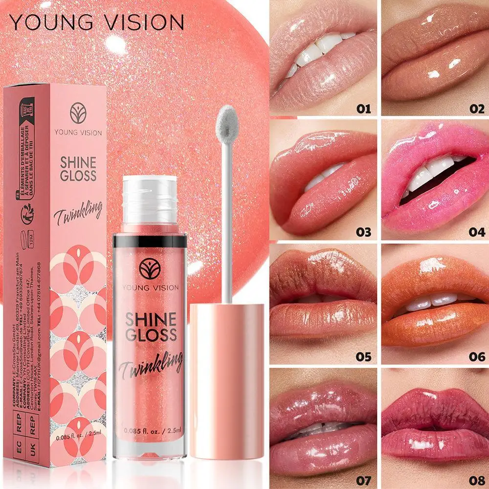 

Mirror Jelly Lip Glaze Water Light Lip Gloss Glass Jelly Round Tube Shiny Lip Glossy Lipstick Cosmetics