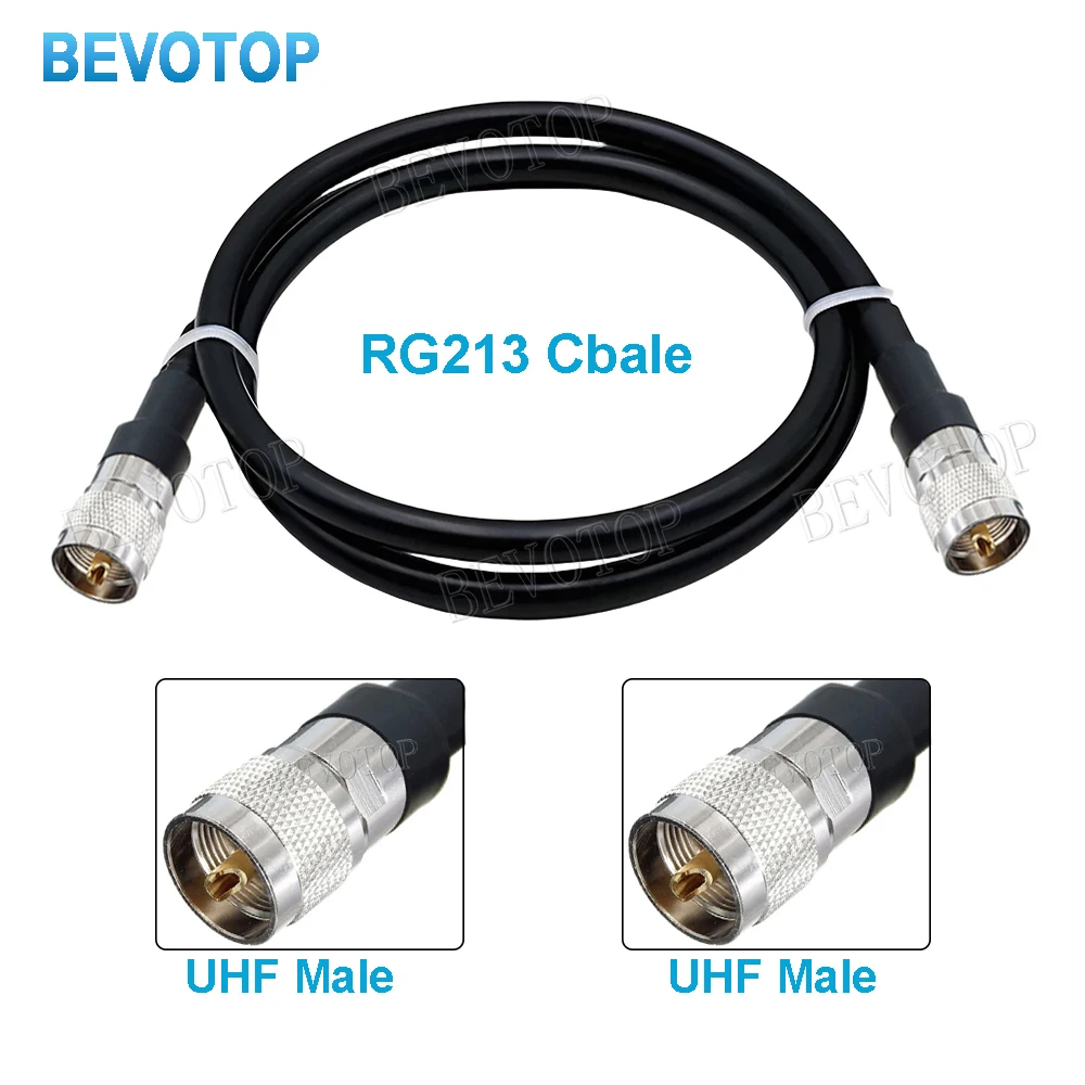 RG213 UHF Male to Male Plug 50 Ohm Low Loss Pigtail Extension Jumper Cable for CB Ham Radio FM Transmitter PL259 Connector