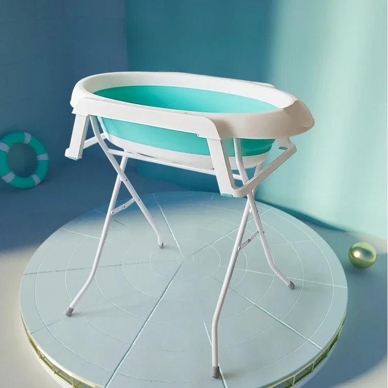 Portable Baby Bathtub with Stand Folding Bath Tub for Children Free-Standing Nonslip Indoor Shower SupportComfortable