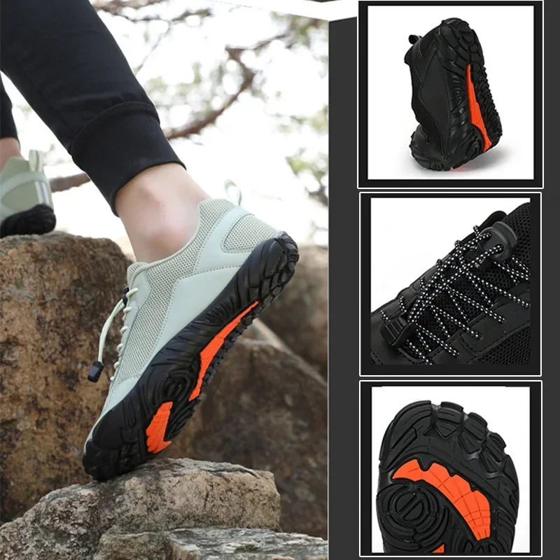 Zapatos de senderismo descalzos para hombre, calzado transpirable para deportes al aire libre, escalada, Trekking, zapatillas de deporte